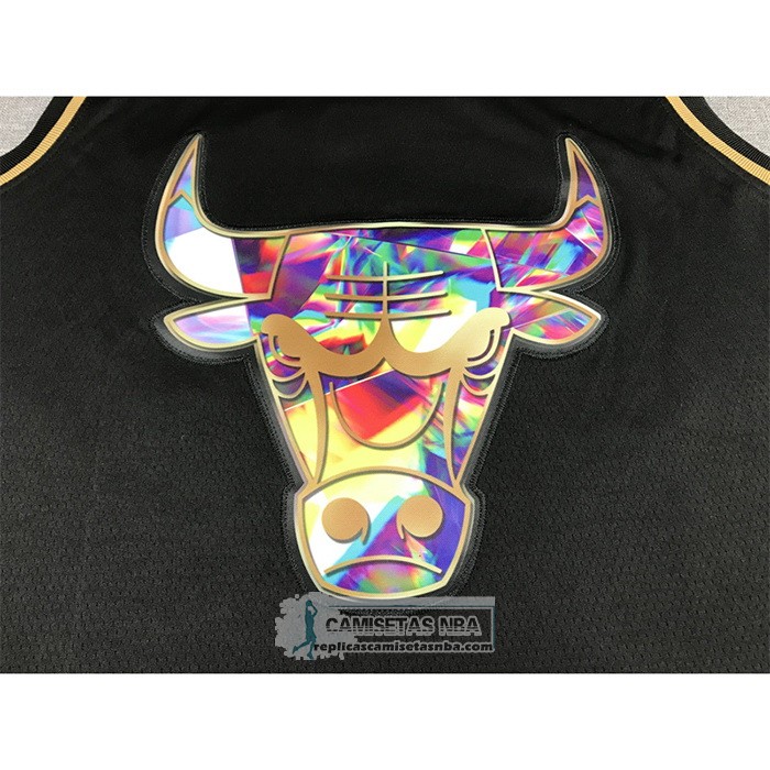 Camiseta Golden Edition Chicago Bulls Michael Jordan NO 23 2021-22 Negro